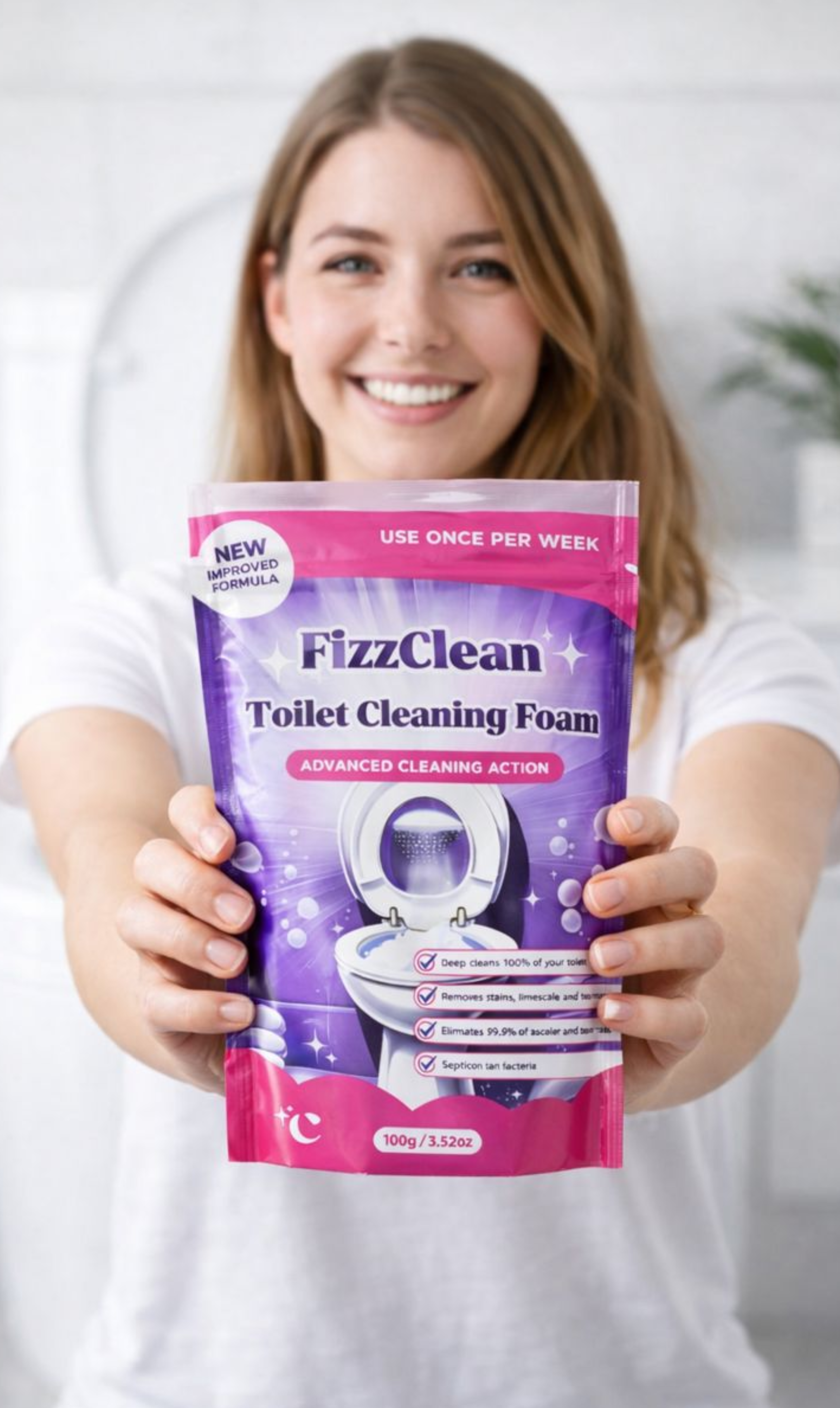 girl showing fizz clean